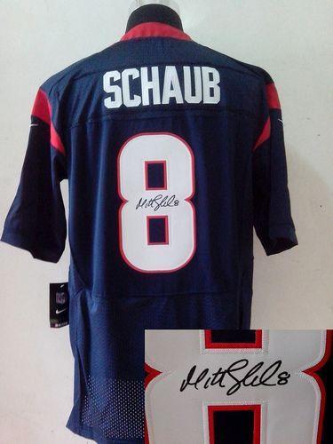 Nike Houston Texans #8 Matt Schaub Navy Blue Team Color Men's Stitched NFL Elite Autographed Jersey