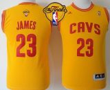 Revolution 30 Cleveland Cavaliers #23 LeBron James Gold The Finals Patch Stitched Youth NBA Jersey