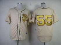 San Francisco Giants #55 Tim Lincecum Cream Gold No  Stitched MLB Jersey