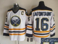 Autographed CCM Throwback Buffalo Sabres -16 Lafontaine White Stitched NHL Jersey