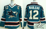 Autographed San Jose Sharks -12 Patrick Marleau Stitched Blue NHL Jersey