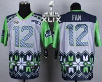 Nike Seattle Seahawks #12 Fan Grey Super Bowl XLIX Men‘s Stitched NFL Elite Noble Fashion Jersey
