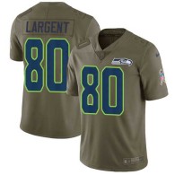 Nike Seahawks -80 Steve Largent Olive Stitched NFL Limited 2017 Salute to Service Jersey