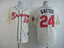 Atlanta Braves #24 Evan Gattis Cream Cool Base Stitched MLB Jersey