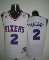 Throwback Philadelphia 76ers -2 Malone White Stitched NBA Jersey