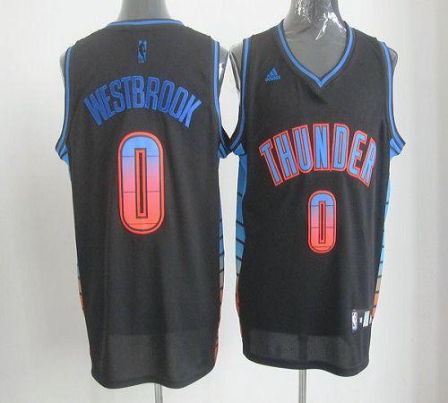 Oklahoma City Thunder -0 Russell Westbrook Black Stitched NBA Vibe Jersey