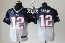 Nike New England Patriots -12 Tom Brady Navy Blue Grey Super Bowl XLIX Mens Stitched NFL Elite Fadea