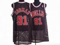 Chicago Bulls -91 Dennis Rodman Stitched Black NBA Jersey