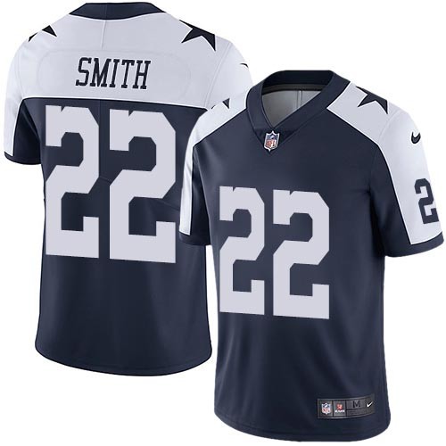 Nike Cowboys -22 Emmitt Smith Navy Blue Thanksgiving Stitched NFL Vapor Untouchable Limited Throwbac