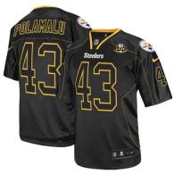 Nike Pittsburgh Steelers #43 Troy Polamalu Lights Out Black With 80TH Patch Men's Stitched NFL Elite