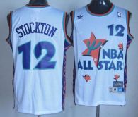 Utah Jazz -12 John Stockton White 1995 All Star Throwback Stitched NBA Jersey