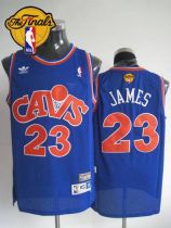 Mitchell and Ness Cleveland Cavaliers -23 LeBron James Blue CAVS The Finals Patch Stitched NBA Jerse