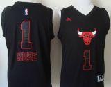 Chicago Bulls -1 Derrick Rose Black New Fashion Stitched NBA Jersey