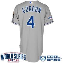 Kansas City Royals -4 Alex Gordon Grey Cool Base W 2014 World Series Patch Stitched MLB Jersey