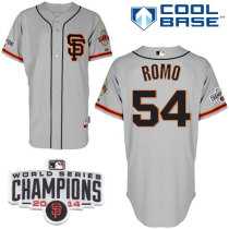 San Francisco Giants #54 Sergio Romo Grey Road 2 Cool Base W 2014 World Series Champions Patch Stitc