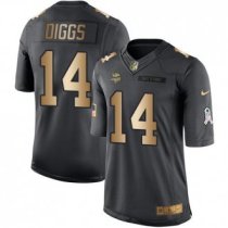 Nike Vikings -14 Stefon Diggs Black Stitched NFL Limited Gold Salute To Service Jersey