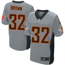 Nike Cleveland Browns -32 Jim Brown Grey Shadow Men's Stitched NFL Elite Jersey