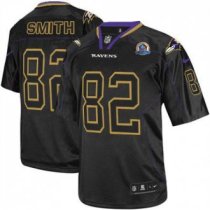 Nike Ravens -82 Torrey Smith Lights Out Black With Hall of Fame 50th Patch Men Stitched NFL Elite Je