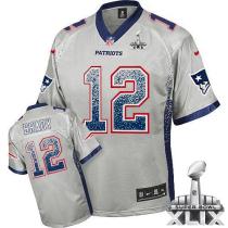 Nike New England Patriots -12 Tom Brady Grey Super Bowl XLIX Mens Stitched NFL Elite Drift Fashion J