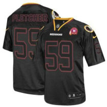 Nike Redskins -59 London Fletcher Lights Out Black With 80TH Patch Stitched NFL Elite Jersey