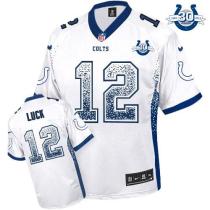 Nike Indianapolis Colts #12 Andrew Luck White With 30TH Seasons Patch Men's Stitched NFL Elite Drift