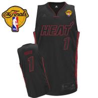Miami Heat Finals Patch -1 Chris Bosh Black With Black&Red No Stitched NBA Jersey