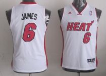 Miami Heat #6 LeBron James White Stitched Youth NBA Jersey