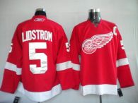 Detroit Red Wings -5 Nicklas Lidstrom Stitched Red NHL Jersey