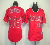 Los Angeles Angels of Anaheim -36 Weaver Jered Red Cool Base Stitched MLB Jersey