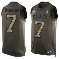 Nike Eagles -7 Sam Bradford Green Stitched NFL Limited Salute To Service Tank Top Jersey