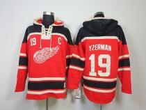 Detroit Red Wings -19 Steve Yzerman Red Sawyer Hooded Sweatshirt Stitched NHL Jersey
