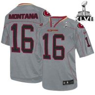 Nike San Francisco 49ers #16 Joe Montana Lights Out Grey Super Bowl XLVII Men‘s Stitched NFL Elite J