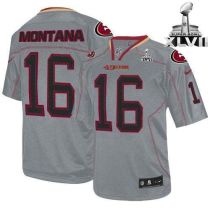 Nike San Francisco 49ers #16 Joe Montana Lights Out Grey Super Bowl XLVII Men‘s Stitched NFL Elite J