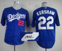 Los Angeles Dodgers -22 Clayton Kershaw Blue Cool Base Autographed Stitched MLB Jersey