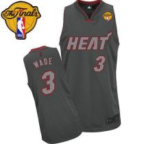 Miami Heat -3 Dwyane Wade Grey Graystone Fashion With Finals Patch Stitched NBA Jersey