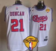 San Antonio Spurs -21 Tim Duncan White ABA Hardwood Classic Finals Patch Stitched NBA Jersey