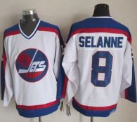 Winnipeg Jets -8 Teemu Selanne White Blue CCM Throwback Stitched NHL Jersey