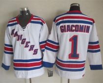 New York Rangers -1 Eddie Giacomin White CCM Throwback Stitched NHL Jersey