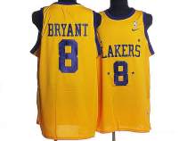Mitchell and Ness Los Angeles Lakers -8 Kobe Bryant Stitched Yellow Throwback NBA Jersey