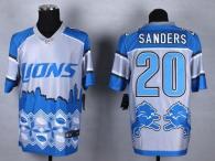 Nike Detroit Lions #20 Barry Sanders Blue Men's Stitched NFL Elite Noble Fashion Jersey