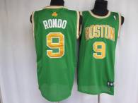 Boston Celtics -9 Rajon Rondo Stitched Green Gold number NBA Jersey