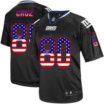Nike New York Giants #80 Victor Cruz Black Men's Stitched NFL Elite USA Flag Fashion Jersey