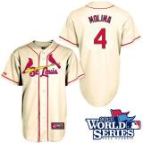 St Louis Cardinals #4 Yadier Molina Cream Cool Base 2013 World Series Patch Stitched MLB Jersey