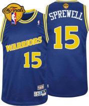 Golden State Warriors -15 Latrell Sprewell Blue Throwback The Finals Patch Stitched NBA Jersey