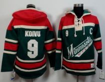 Minnesota Wild -9 Mikko Koivu Green Red Sawyer Hooded Sweatshirt Stitched NHL Jersey