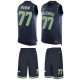 Seahawks -77 Ahtyba Rubin Steel Blue Team Color Stitched NFL Limited Tank Top Suit Jersey
