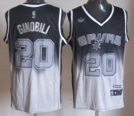 San Antonio Spurs -20 Manu Ginobili Black Grey Fadeaway Fashion Stitched NBA Jersey