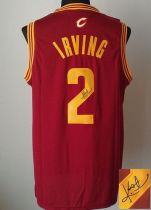Revolution 30 Autographed Cleveland Cavaliers -2 Kyrie Irving Red Stitched NBA Jersey