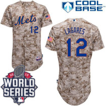New York Mets -12 Juan Lagares Camo Alternate Cool Base W 2015 World Series Patch Stitched MLB Jerse