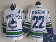 Autographed Vancouver Canucks -22 Daniel Sedin Stitched White NHL Jersey